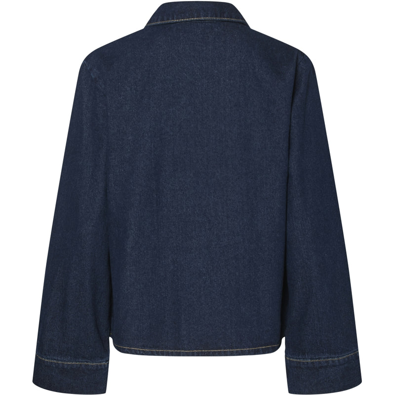 PIECES PIECES dame skjorte PCOFELIA Shirt Medium Blue Denim Black satin bow