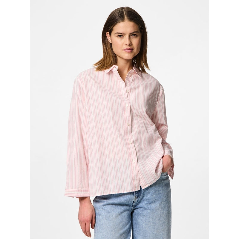 PIECES PIECES dame skjorte PCSULLE Shirt Cloud Dancer Stripes Pink Lemonade