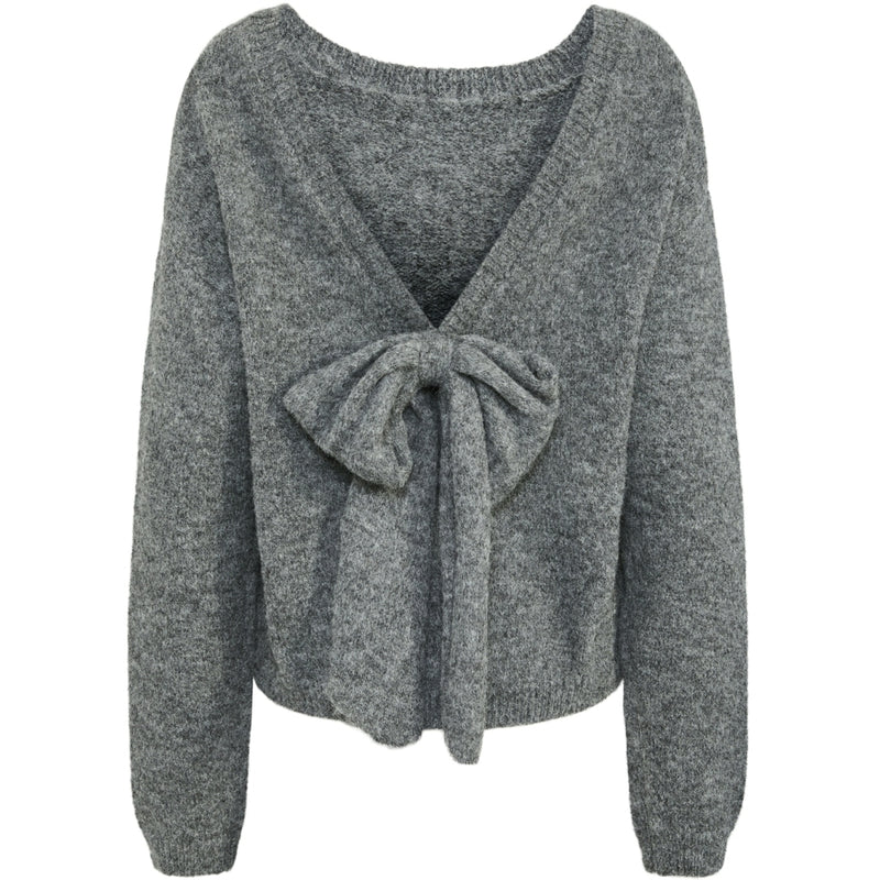 PIECES PIECES dame strik PCALLISON Knit Medium Grey Melange Bow