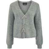 PIECES PIECES dame cardigan PCANNA Restudsalg Medium Grey Melange Silver Glitter Bow