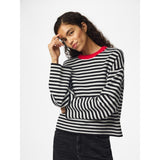 PIECES PIECES dame strik PCJASSY Knit Black CLOUD DANCER + HIGH RISK RED NECK