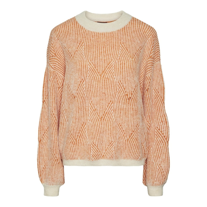 PIECES PIECES dame strik PCJENNA Knit Whitecap Gray BURNT ORANGE