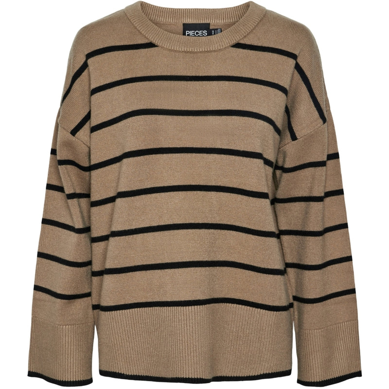 PIECES PIECES dame strik PCMATHILDE Knit Taupe Gray BLACK