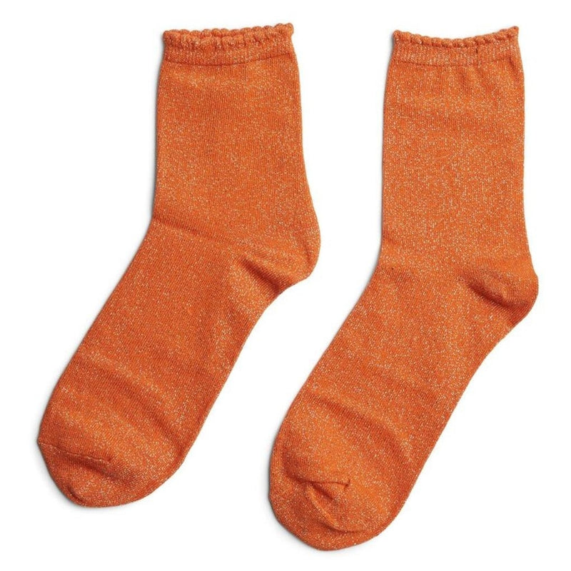 PIECES PIECES dame strømper PCSEBBY Socks Persimmon Orange TONES LUREX