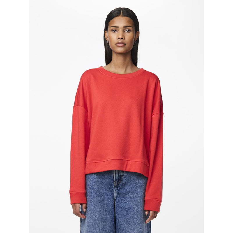 PIECES PIECES dame sweatshirt PCCHILLI Sweatshirt Poppy Red