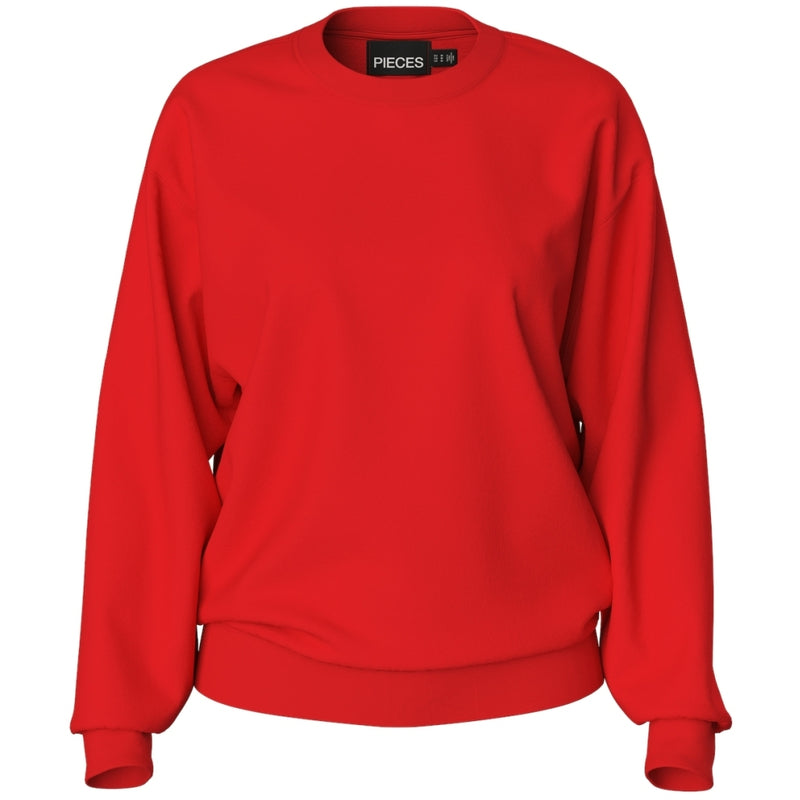 PIECES PIECES dame sweatshirt PCCHILLI Sweatshirt Poppy Red