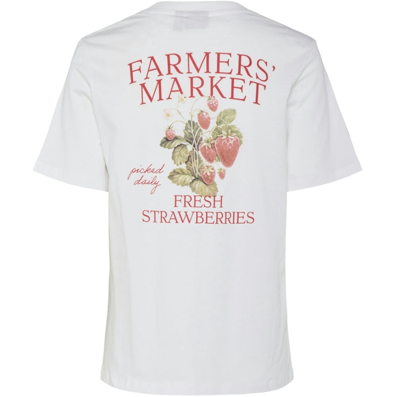 PIECES PIECES dame t-shirt PCSUMMER T-shirt Bright White Print FARMERS MARKET