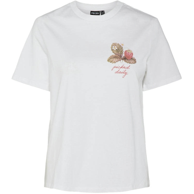 PIECES PIECES dame t-shirt PCSUMMER T-shirt Bright White Print FARMERS MARKET