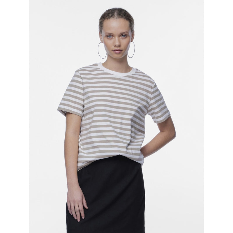 PIECES PIECES dame tee PCRIA T-shirt Silver Mink BRIGHT WHITE