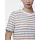 PIECES PIECES dame tee PCRIA T-shirt Silver Mink BRIGHT WHITE