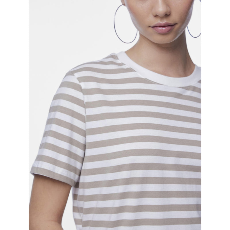 PIECES PIECES dame tee PCRIA T-shirt Silver Mink BRIGHT WHITE