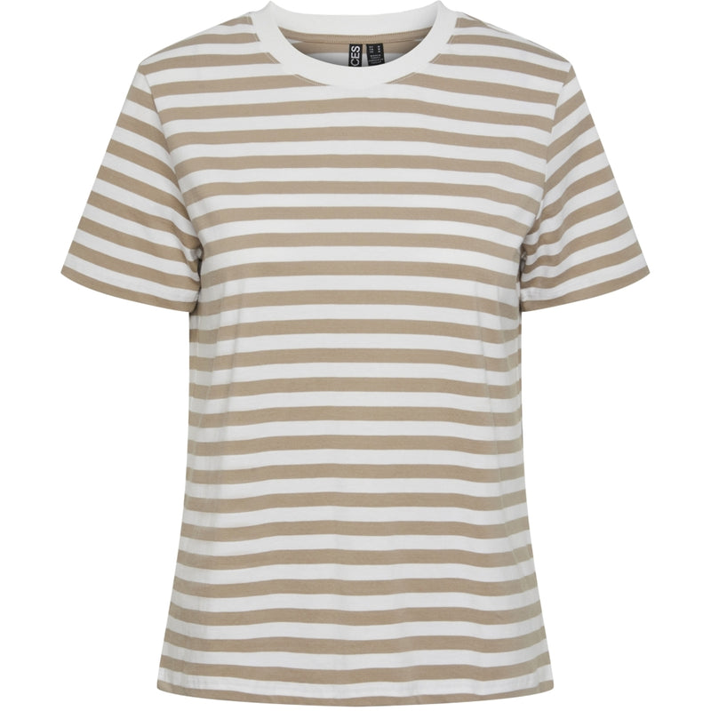 PIECES PIECES dame tee PCRIA T-shirt Silver Mink BRIGHT WHITE