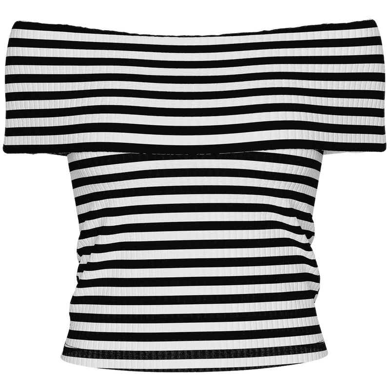 PIECES PIECES dame top PCLAYA Top Black White Stripes