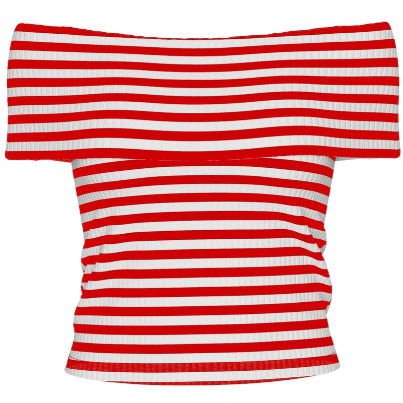 PIECES PIECES dame top PCLAYA Top High Risk Red White stripes