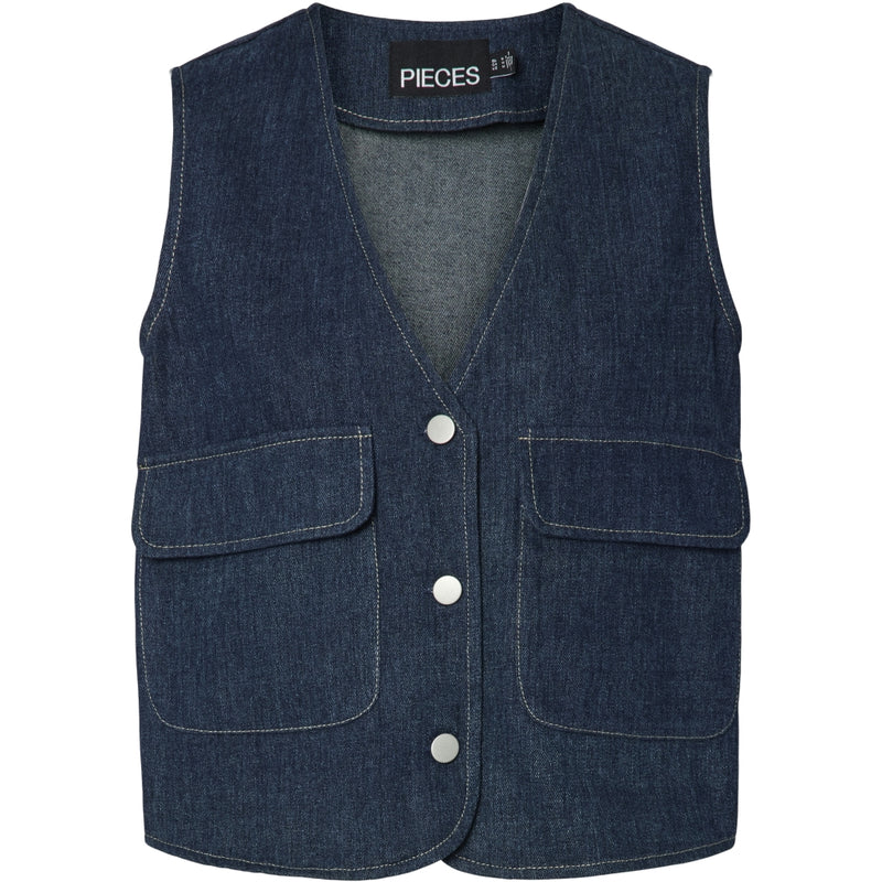 PIECES PIECES dame vest PCFABIA Vest Dark Blue Denim