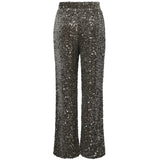 PIECES Pieces dame bukser PCKAM Pant Morel Silver sequin