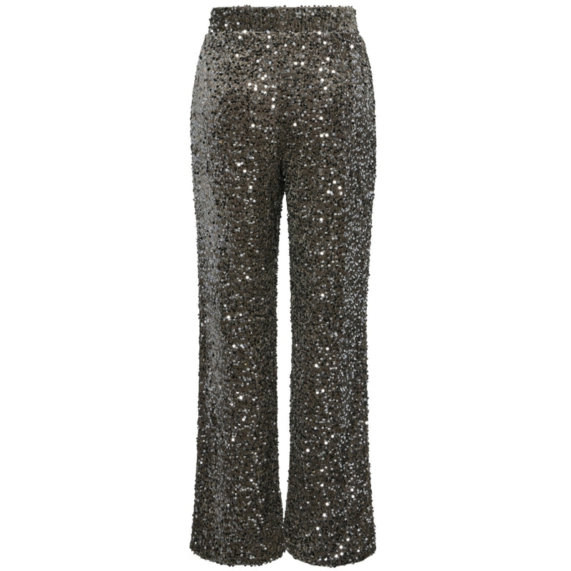 PIECES Pieces dame bukser PCKAM Pant Morel Silver sequin