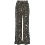 PIECES Pieces dame bukser PCKAM Pant Morel Silver sequin