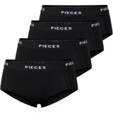 PIECES Pieces dame hipsters PCLOGO LADY 4-PACK Underwear Black