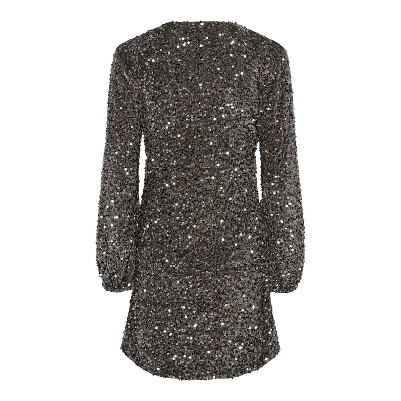 PIECES Pieces dame kjole PCKAM Dress Morel Silver sequins