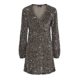 PIECES Pieces dame kjole PCKAM Dress Morel Silver sequins