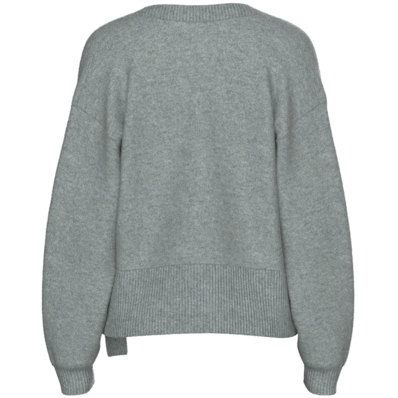 PIECES Pieces dame strik cardigan PCMALOU Knit Medium grey melange