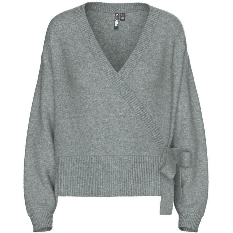 PIECES Pieces dame strik cardigan PCMALOU Knit Medium grey melange