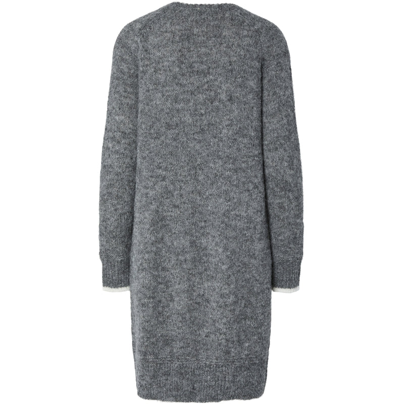 PIECES Pieces dame strik kjole PCIVY Dress Medium Grey Melange Detail:WHITE CONTRAST