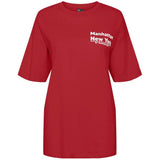 PIECES Pieces dame t-shirt PCSKYLAR T-shirt High Risk Red detail:White text