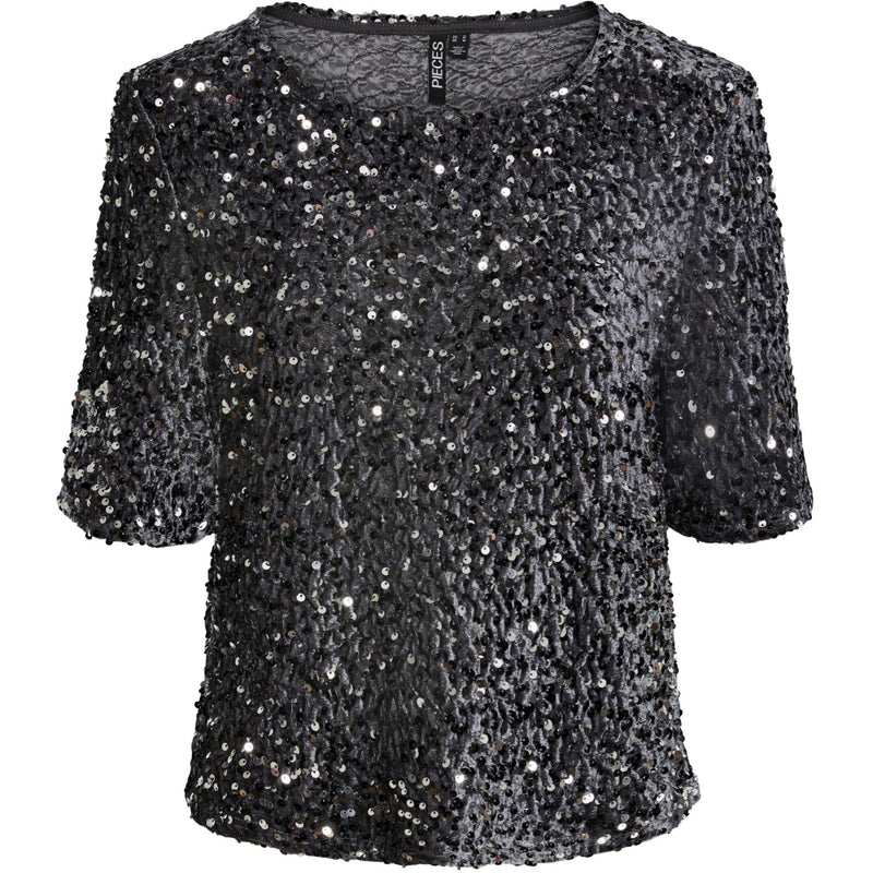 PIECES Pieces dame top PCKAM Top Magnet Black silver sequins