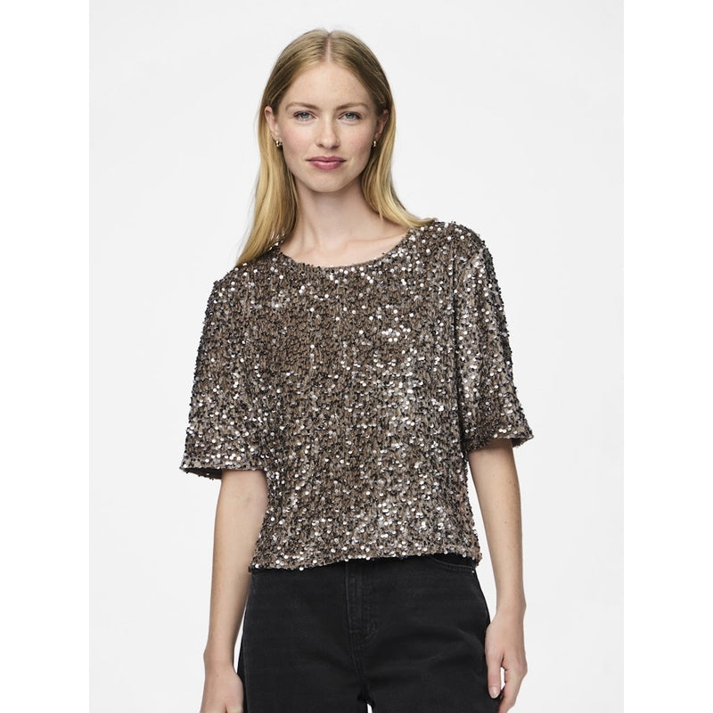 PIECES Pieces dame top PCKAM Top Morel Silver sequins