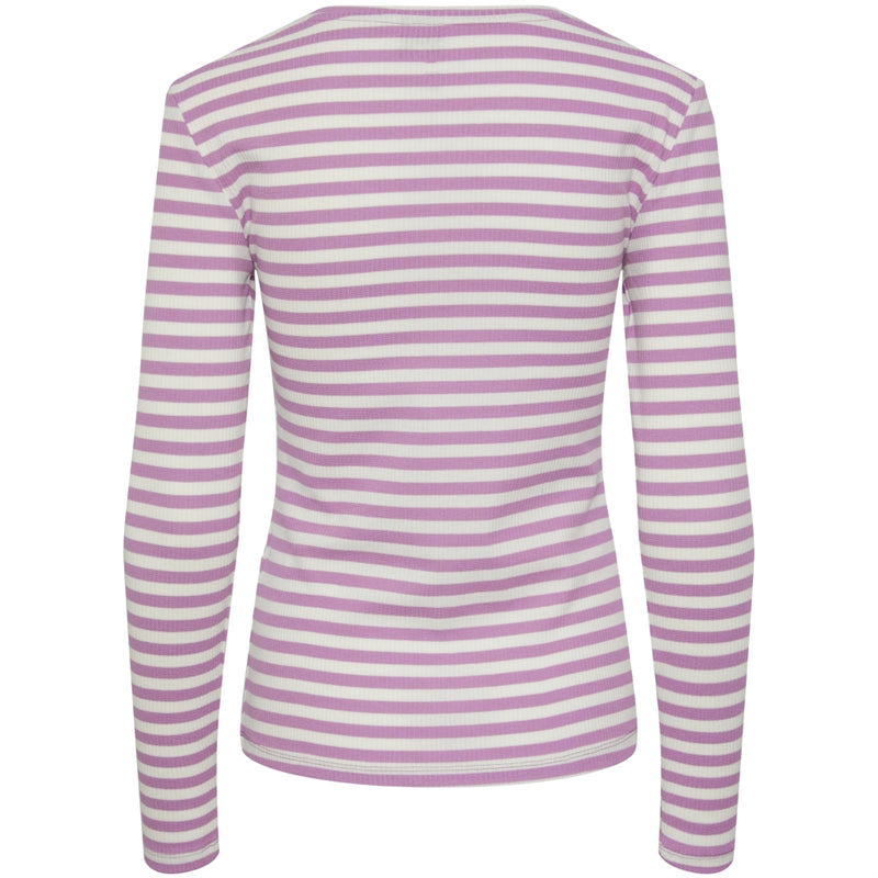 PIECES Pieces dame top PCRUKA Top Pastel Lavender Stripes CLOUD DANCER