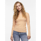 PIECES Pieces dame top PCRUKA Top Tangerine Stripes CLOUD DANCER