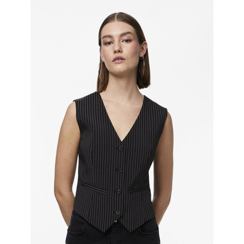 PIECES Pieces dame vest PCDIDI Vest Black Stripes