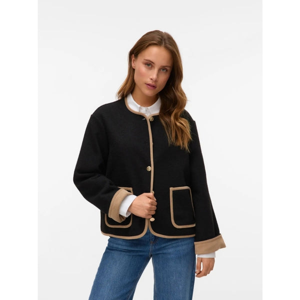 Vero Moda VERO MODA DAME JAKKE VMNANNIE Jacket Black Silver Mink Binding