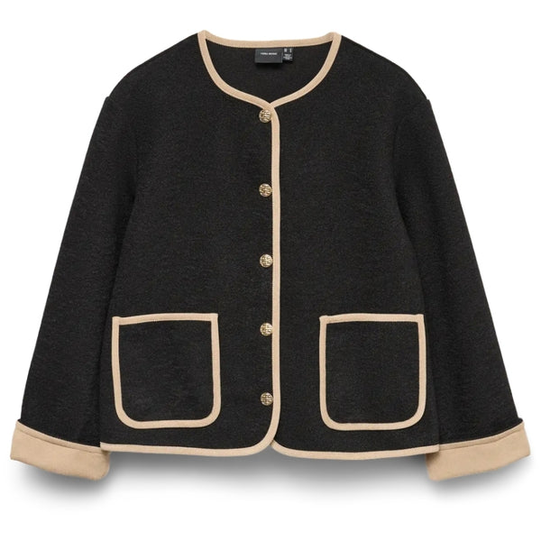 Vero Moda VERO MODA DAME JAKKE VMNANNIE Jacket Black Silver Mink Binding