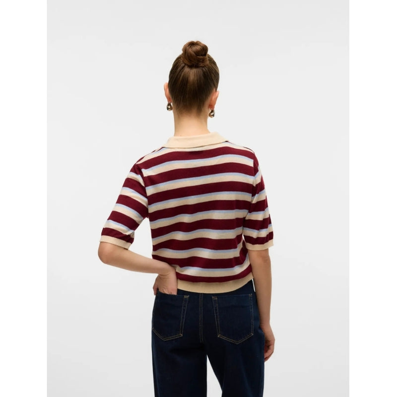 Vero Moda VERO MODA DAME POLO AWSIKITA Top Birch Stripes Zinfandel