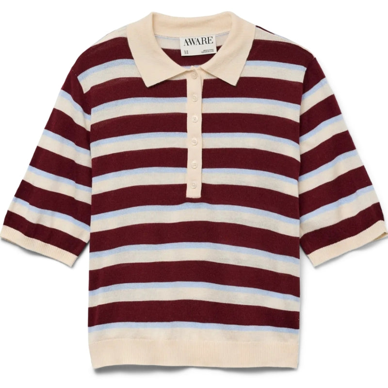 Vero Moda VERO MODA DAME POLO AWSIKITA Top Birch Stripes Zinfandel