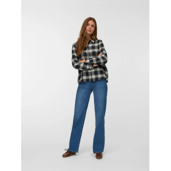 Vero Moda VERO MODA DAME SKJORTE VMLARA Shirt Black Mille Oatmeal