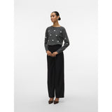 Vero Moda VERO MODA DAME STRIKTRØJE VMDOFFY Knit Dark Grey Melange W. WHITE HEARTS