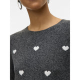 Vero Moda VERO MODA DAME STRIKTRØJE VMDOFFY Knit Dark Grey Melange W. WHITE HEARTS