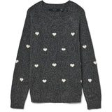 Vero Moda VERO MODA DAME STRIKTRØJE VMDOFFY Knit Dark Grey Melange W. WHITE HEARTS