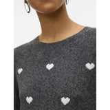 Vero Moda VERO MODA DAME STRIKTRØJE VMDOFFY Knit Dark Grey Melange White Hearts