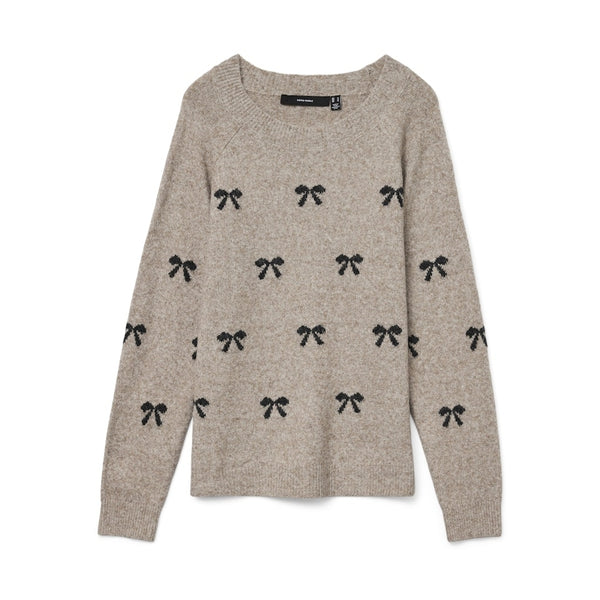 Vero Moda VERO MODA DAME STRIKTRØJE VMDOFFY Knit Moon Rock Black Bows