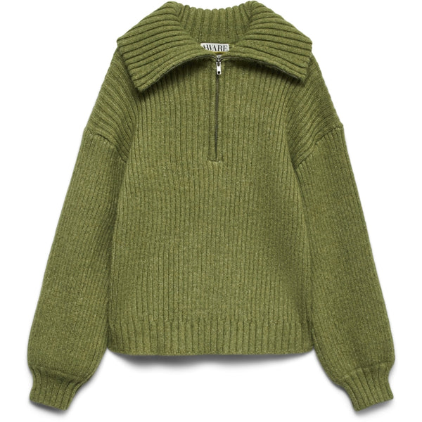 Vero Moda VERO MODA Dame Pullover Awulla LS High Half-Zip Knit Knit calliste green