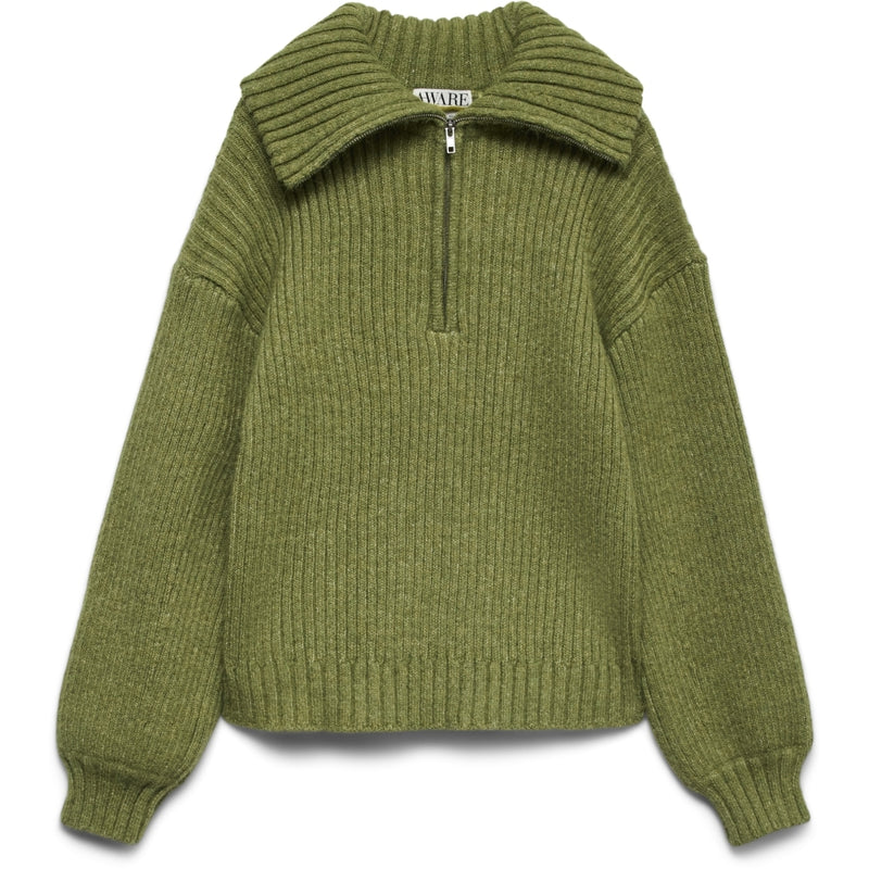 Vero Moda VERO MODA Dame Pullover Awulla LS High Half-Zip Knit Knit calliste green