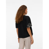 Vero Moda VERO MODA dame bluse VMBRIDGET Blouse Black CLOUD DANCER EMB.