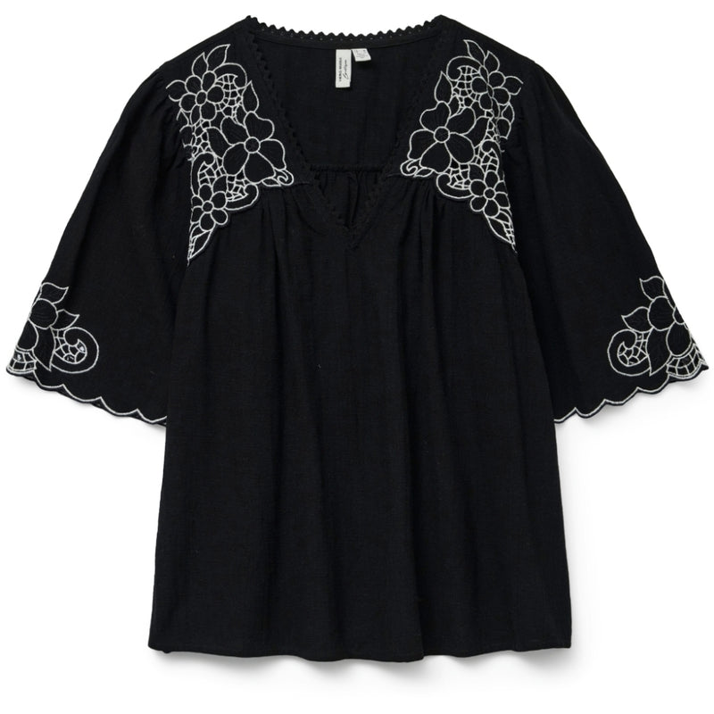 Vero Moda VERO MODA dame bluse VMBRIDGET Blouse Black CLOUD DANCER EMB.