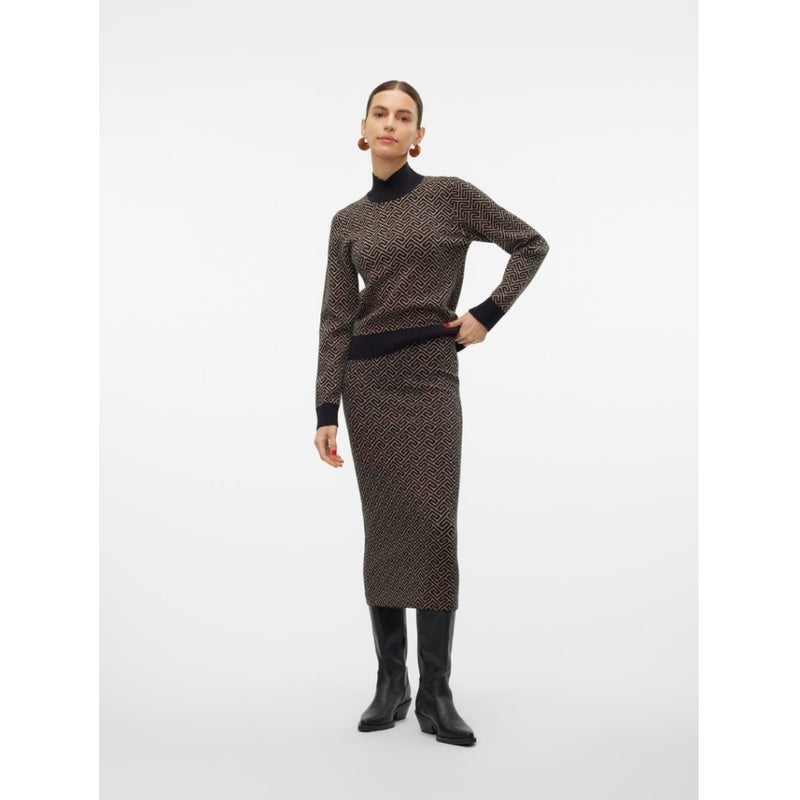 Vero Moda VERO MODA dame nederdel VMARIA Skirt Black W. SILVER MINK GRAFIC PRINT