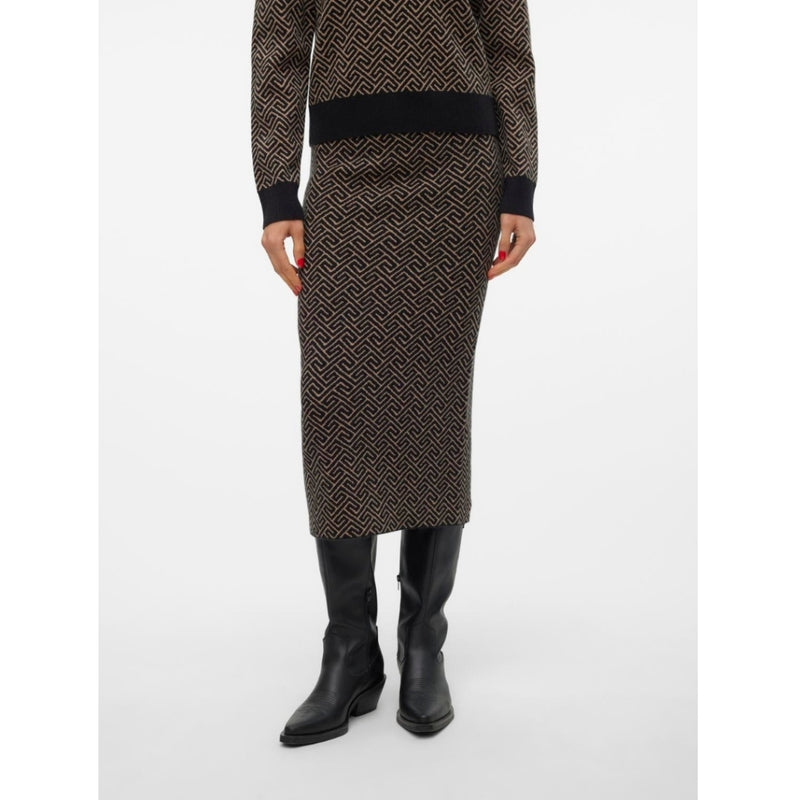 Vero Moda VERO MODA dame nederdel VMARIA Skirt Black W. SILVER MINK GRAFIC PRINT